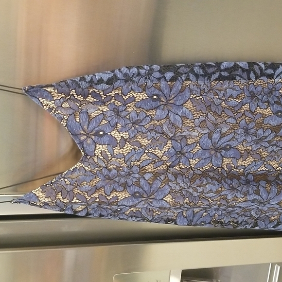 💕MOULINETTE SOEURS ANTHROPOLOGIE💕 Celestial Lace Maxi Dress Navy Blue 12 NWOT - Picture 10 of 14